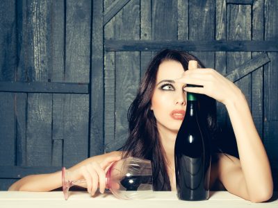 Sexy woman with wine